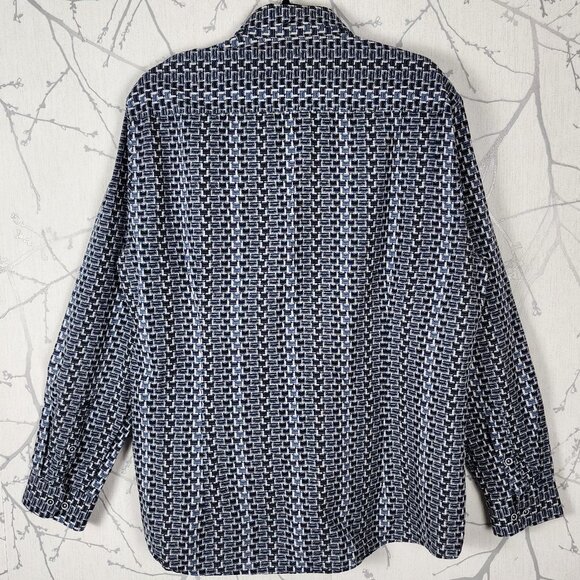 Horst Navy All Over Typewriter Print Long Sleeve Shirt - Picture 4 of 6